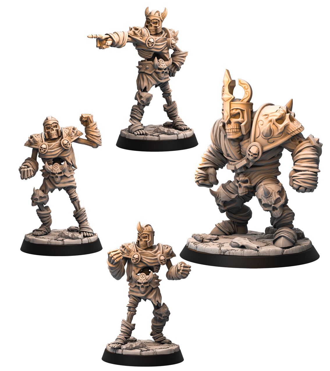PRE-SUPPORTED Burning Skull and Team - 32mm - DnD